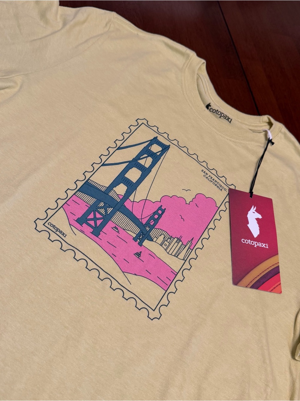 Cotopaxi Men's Medium M Organic Short Sleeve T-Shirt San Francisco Postage Stamp